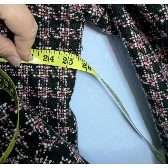 Appleseeds Womens Tweed Jacket Sz 20 Black & Pink Plaid Long Sleeve Lined - Picture 12 of 12